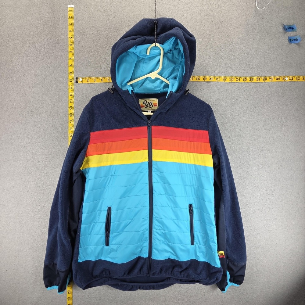 YoColorado Jacket Mens XL Multicolor Fleece Hooded Insulated Full Zip Colorblock